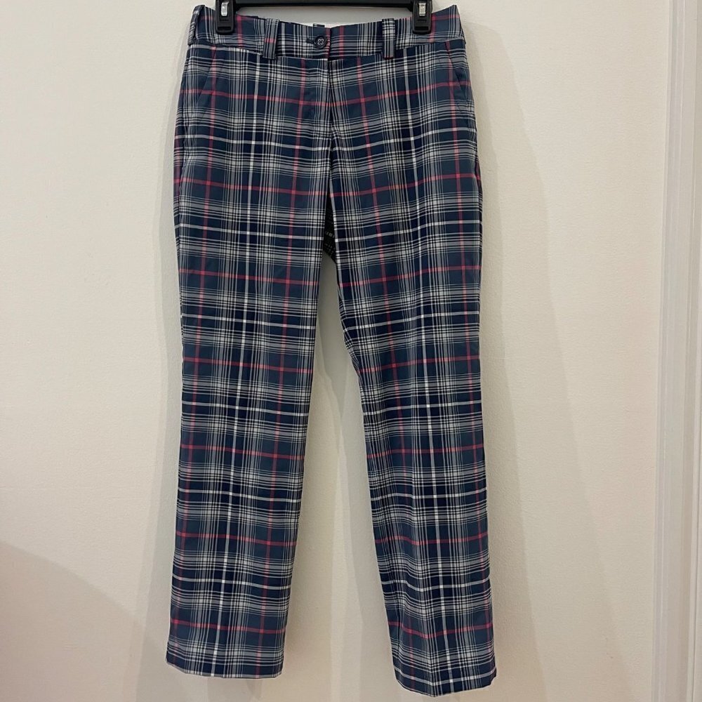 Nike Golf Tour Performance DRI-FIT Plaid Pants Size 4 Navy Pink White